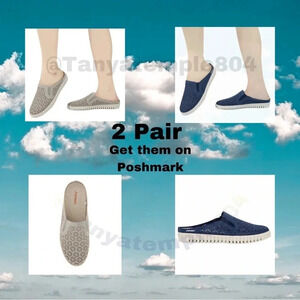 Jsport ladies floral mule 2 pair blue and tan size 10 New J Sport